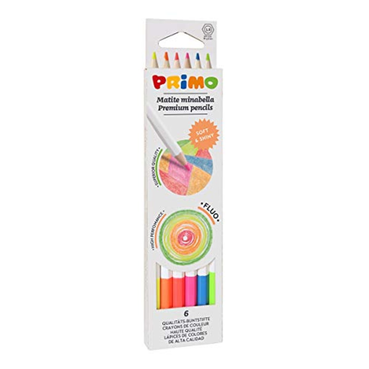 ფერადი ფანქრები Minabella coloured pencils, 6 fluorescen PRIMO