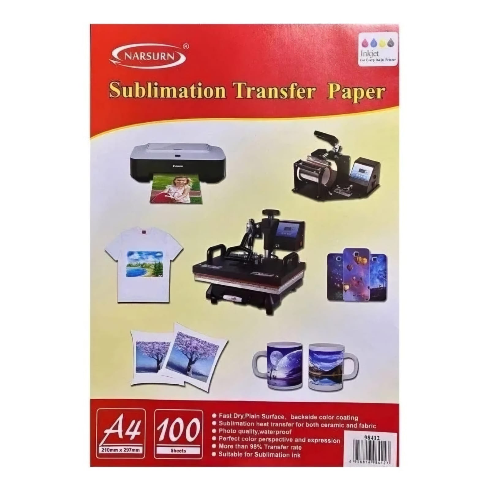 სუბლიმაციური ქაღალდი უნივესალური ა4 100 ფურც