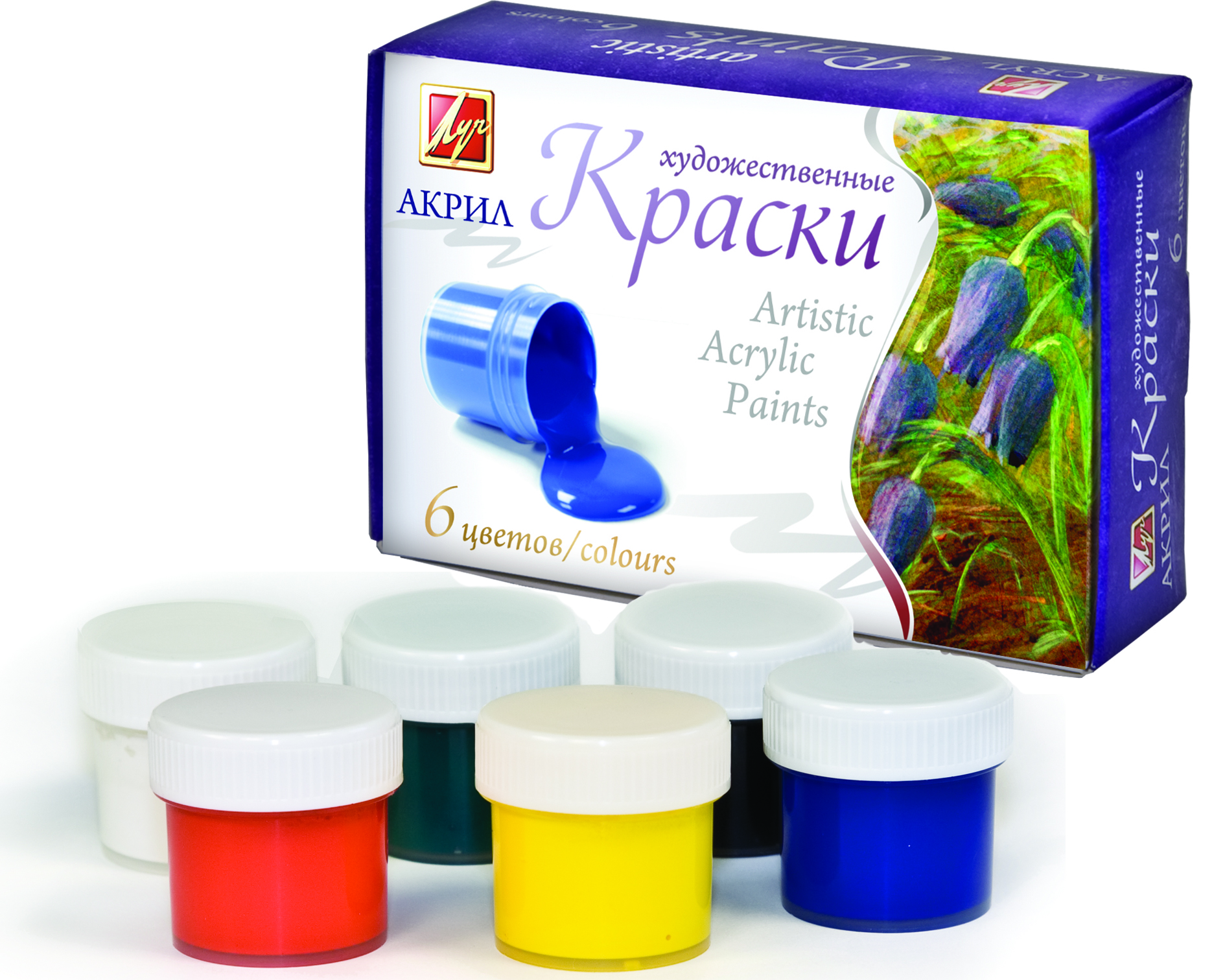 აკრილის საღებავი 6 ფერიანი Luch