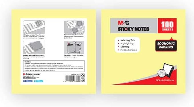 ჩასანიშნი წებოვანი 100ფ 76*76მმ ყვითელი YS-222 M&G