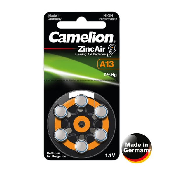 4493 Camelion Zinc Air (mercury free) ელემენტი-ღილაკი, 6ც შეკრა A312-BP6(0%HG)