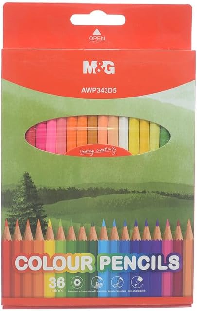 ფერადი ფანქრები ხის 36 ფერიანი HEX M&G AWP343D5