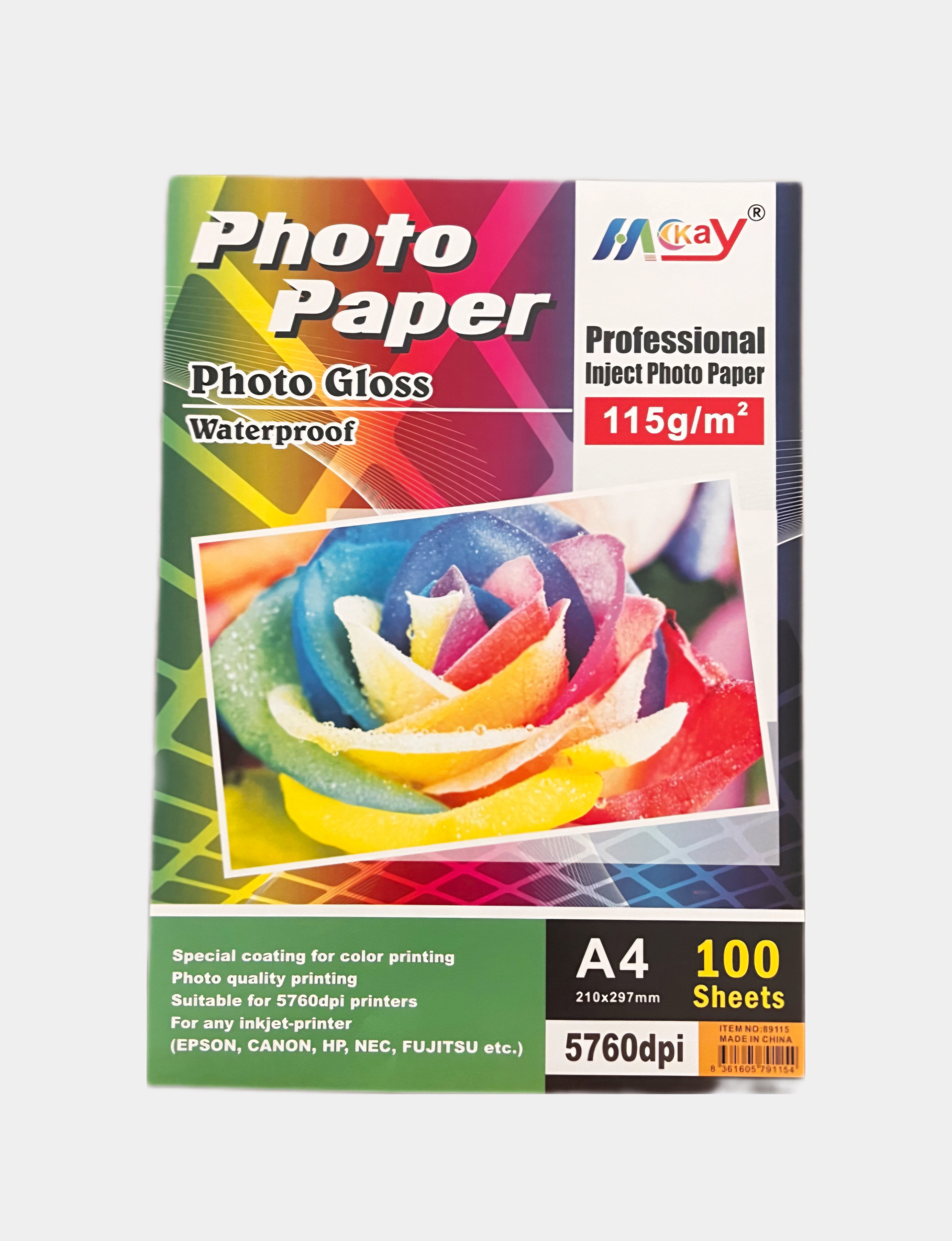 ფოტო ქაღალდი 210X297MM 100ფ 115გრ GLOSS 5760 dpi mk-1