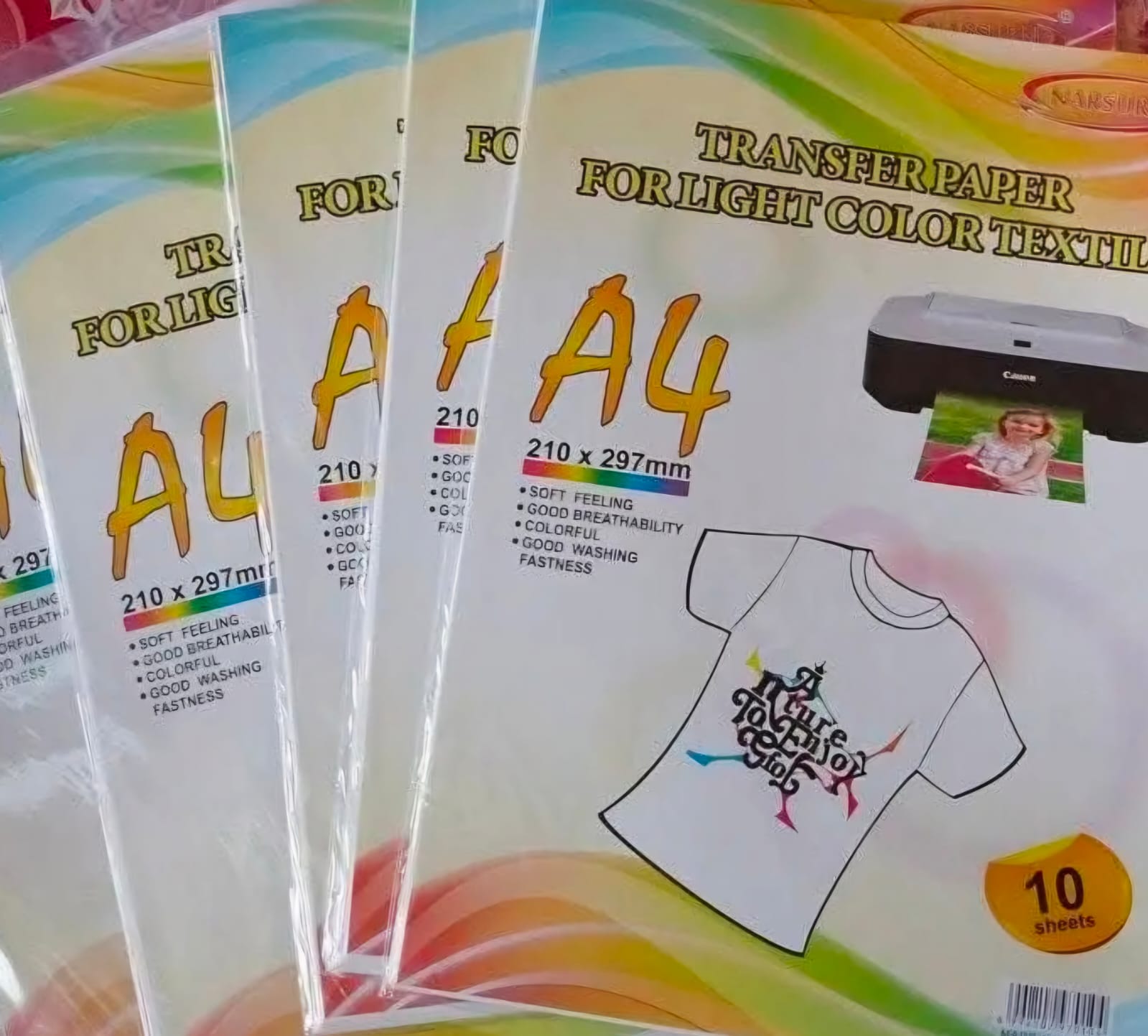 სუბლიმაციური ქაღალდი ტექსტილის ა4 10 ფურც ფერადისთვის