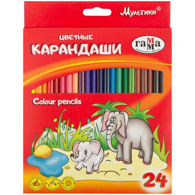 ფანქარი ფერადი 24ფ. Гамма "Мультики"