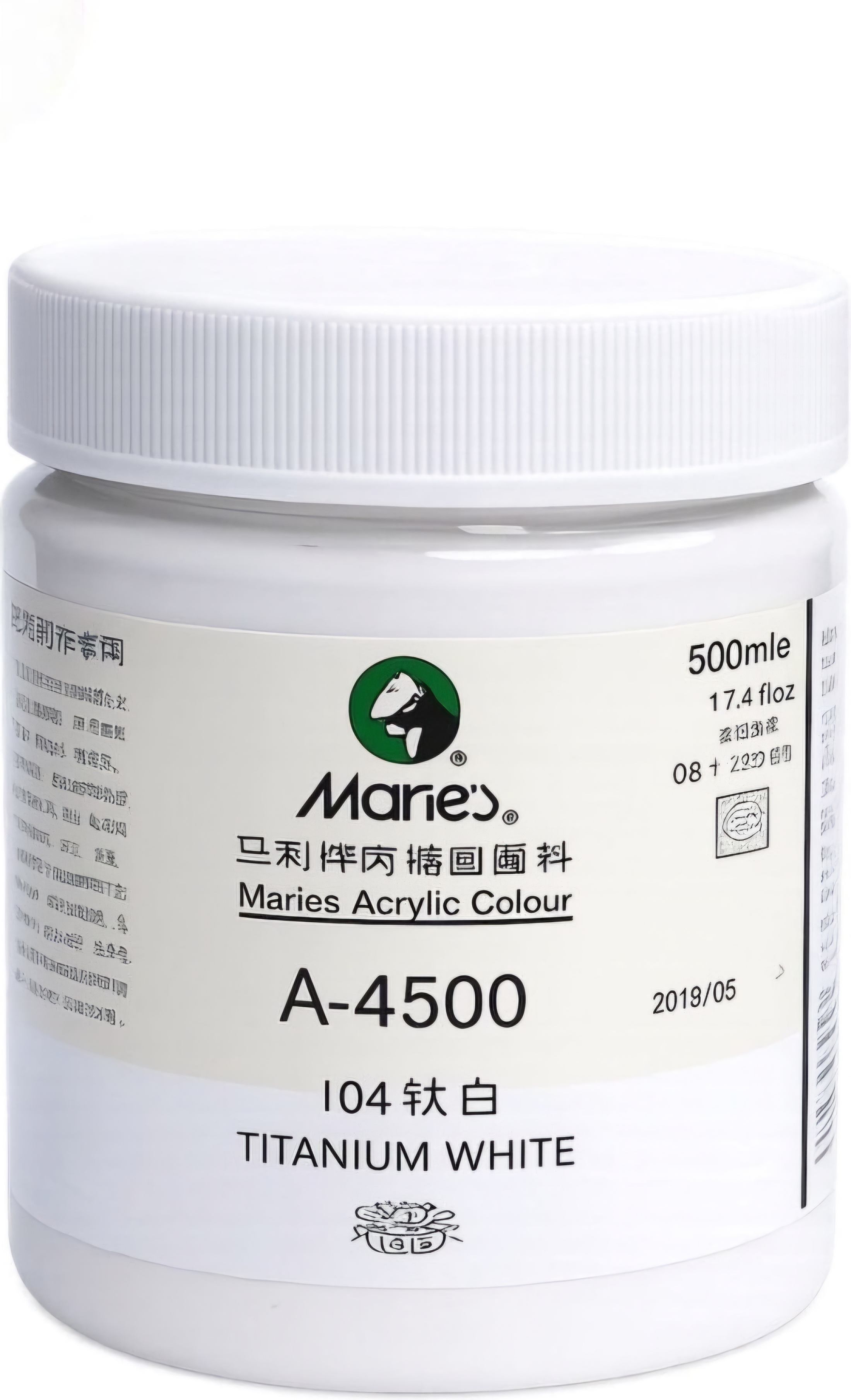 აკრილის საღებავი 500მლ A-4500  Maries Titanium white 104