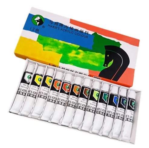 აკრილის საღებავი MARIES 12ფერი 812-12 ტუბში 12მლ