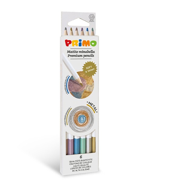 ფერადი ფანქრები Minabella coloured pencils, 6 metallic c PRIMO