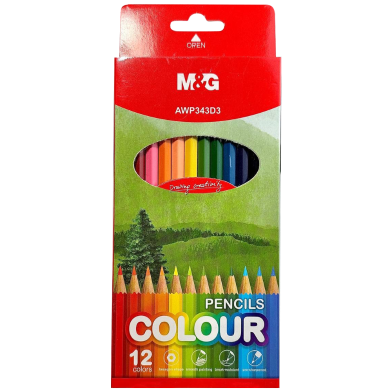 ფერადი ფანქრები ხის 12 ფერიანი HEX M&G AWP343D3