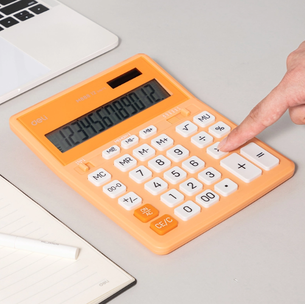 კალკულატორი 12 თანრიგიანი M888A BLACK ORANGE , Deli