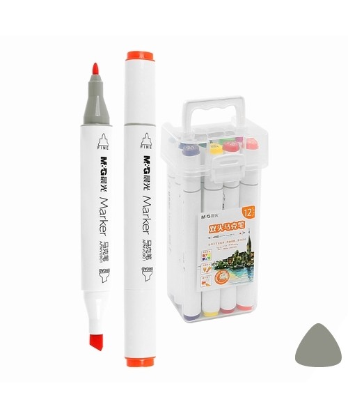 სკეჩმარკერი სამკუთხა ფორმის 12 ფერიანი APMV0905 M&G