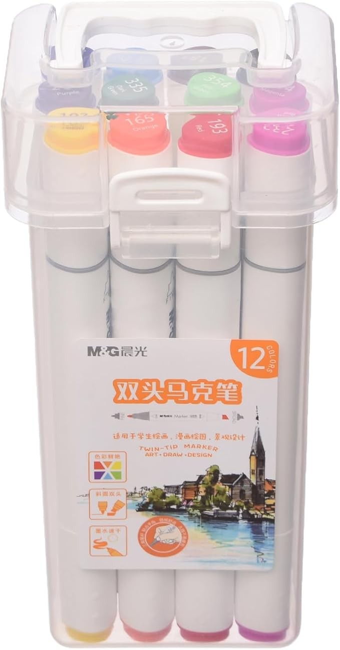 სკეჩმარკერი სამკუთხა ფორმის 12 ფერიანი APMV0905 M&G