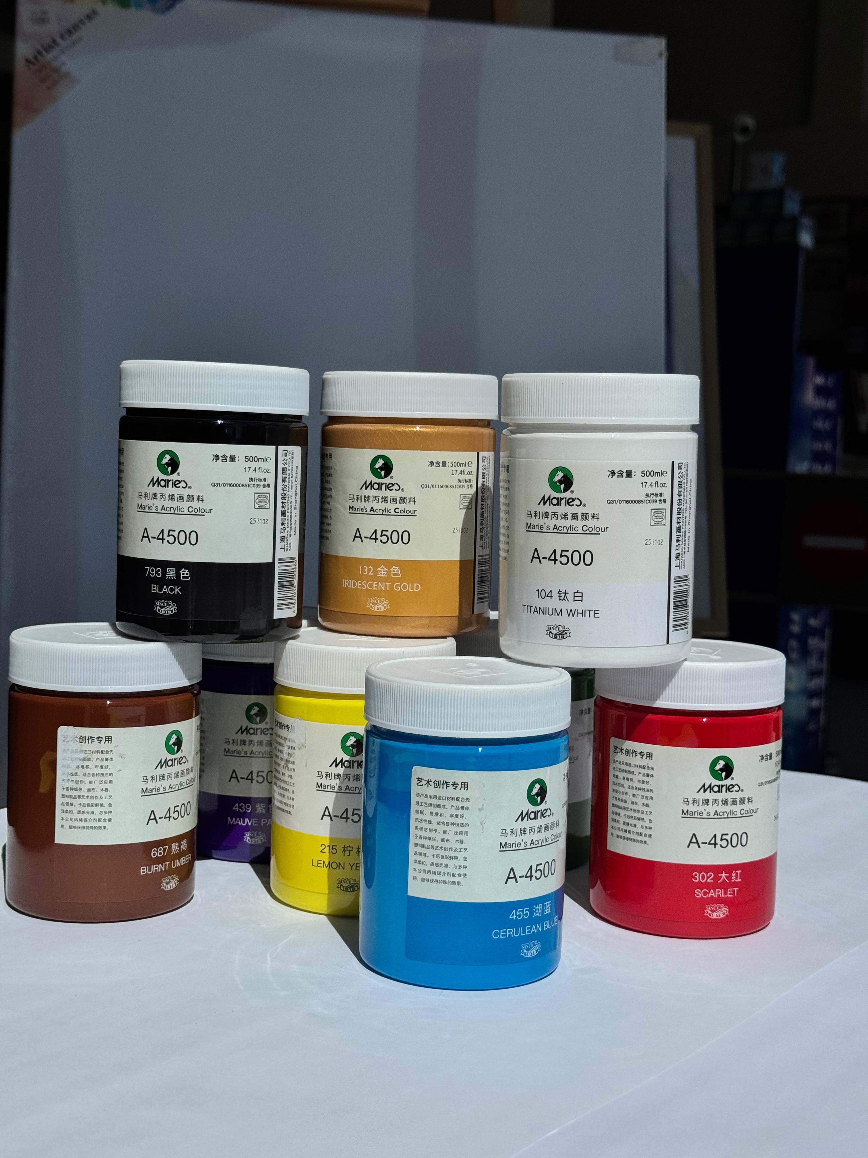 აკრილის საღებავი 500მლ A-4500  Maries Titanium white 104